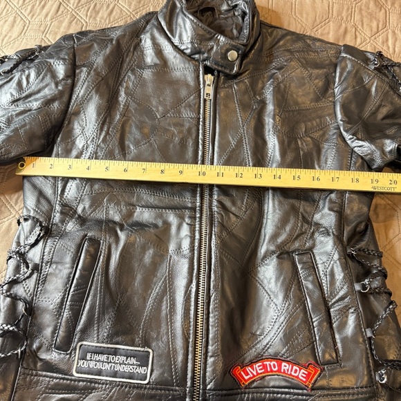 Diamond Plate Genuine Buffalo Leather Jacket Classic Motorcycle Women’s Small - Picture 11 of 15